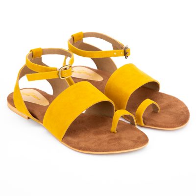 FAUX SUEDE SANDALS – MUSTARD – Yellowsoles