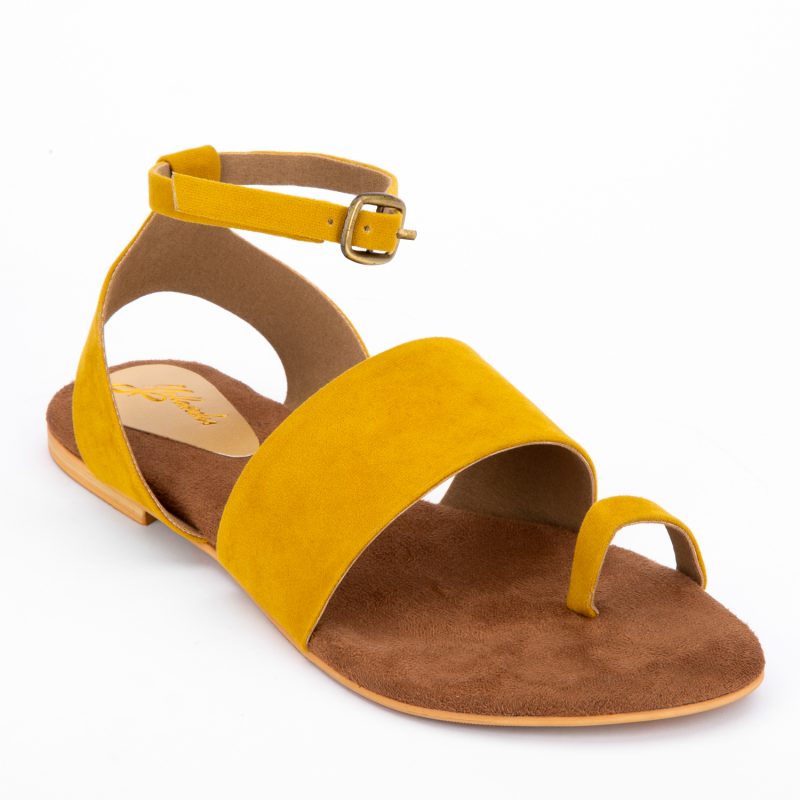 FAUX SUEDE SANDALS – MUSTARD – Yellowsoles