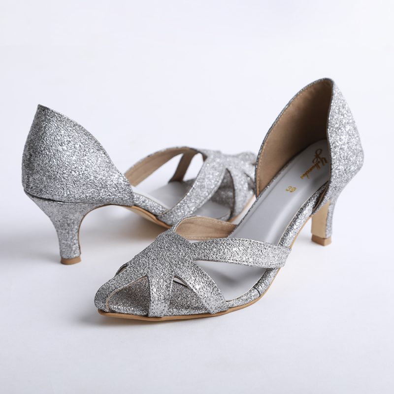 glamorous silver heels